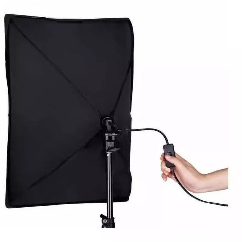 KIT DE ILUMINACIÓN de SOFTBOX+ SOCKET + BOMBILLO LUZ FRIA+TRIPODE 2M