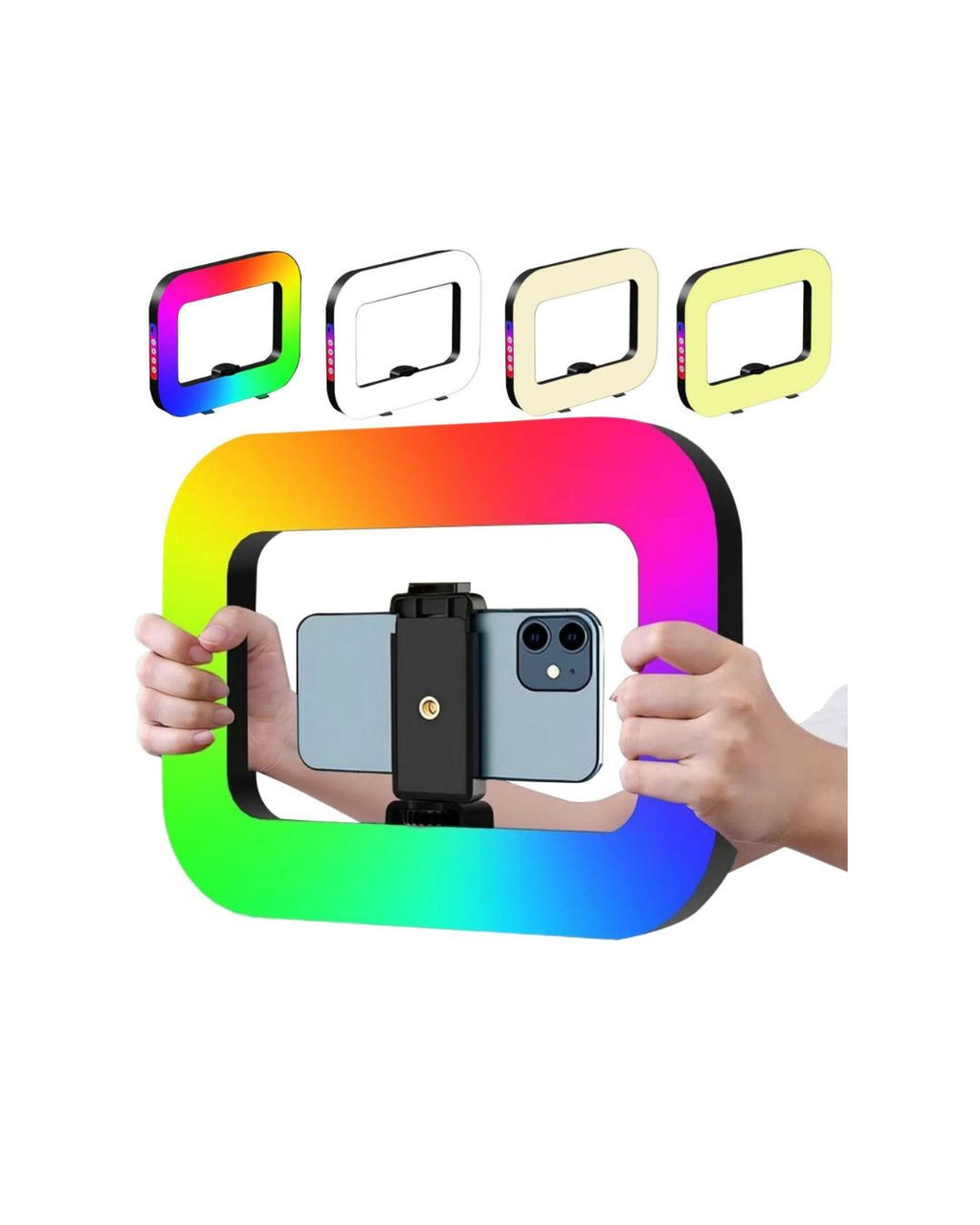 ARO DE LUZ CUADRADA E30 RGB SOPORTE PARA CELULAR RGB